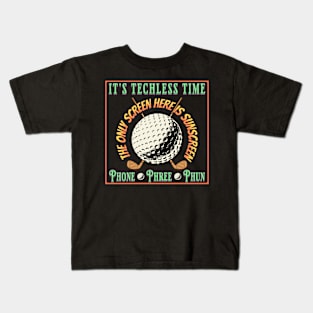 Golf Player Fan Golfer Techless Time Tee Kids T-Shirt